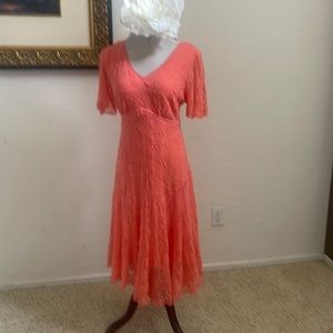 Coral Lace MIDI Dress - Size 16